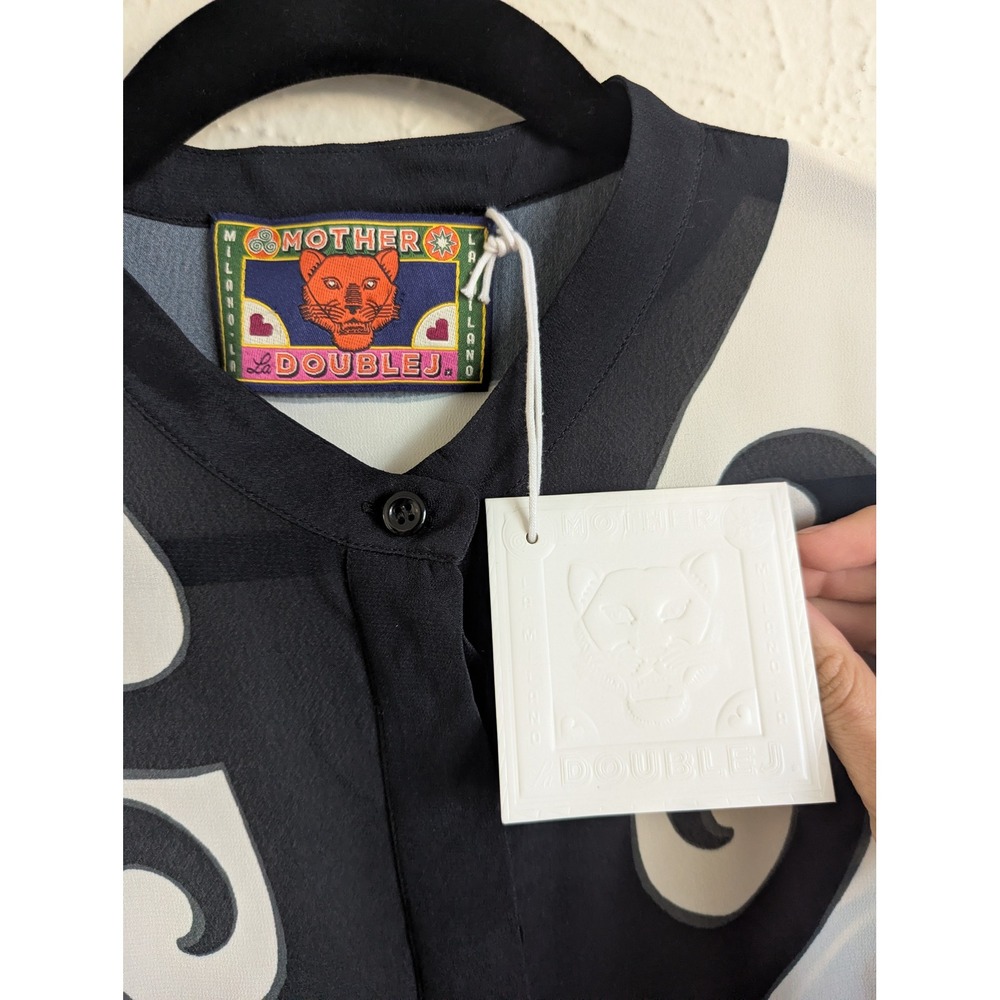 La DoubleJ x Mother Estelle‎ blouse size XL silk crepe print NWT $730 - Picture 7 of 8